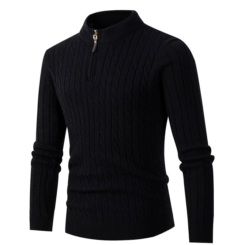 Street-Wave Men's Zip Cable Knit Sweater With Modern Zipper For Everyday Comfort
