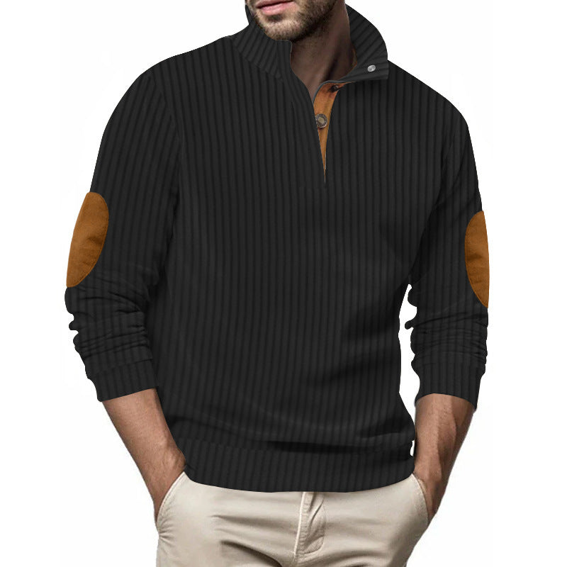 Men's Quilted Pullover By Street-Wave With Structured Design And Contrast Patches For Everyday Casual