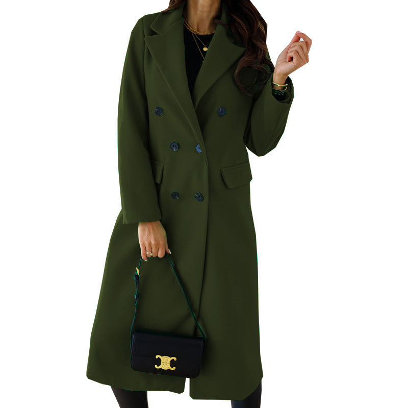 Streetwave Womens Wool Coat Double Breasted Elegant Warmth Timeless Chic Outerwear