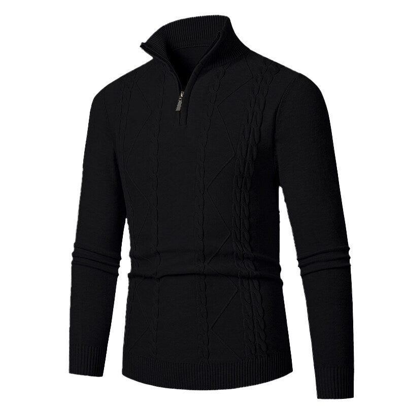Street-wave Mens Cable Knit Sweater With Stand Collar For Men Cozy Warmth And Style