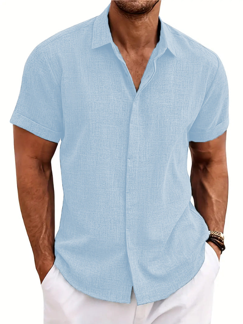 Street Wave Heidi Mode Linen Short Sleeve Shirt Tie Dye Lightweight Casual Comfort For Men