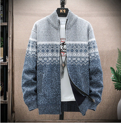 Streetwave Mens Nordic Pattern Zip Cardigan Cozy Knitwear For Winter Layering Soft Warmth And Comfort