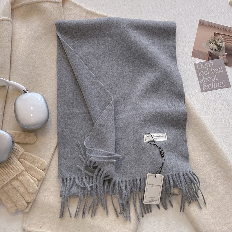 Women's Plain Tassel Scarf with Soft Fabric and Versatile Style