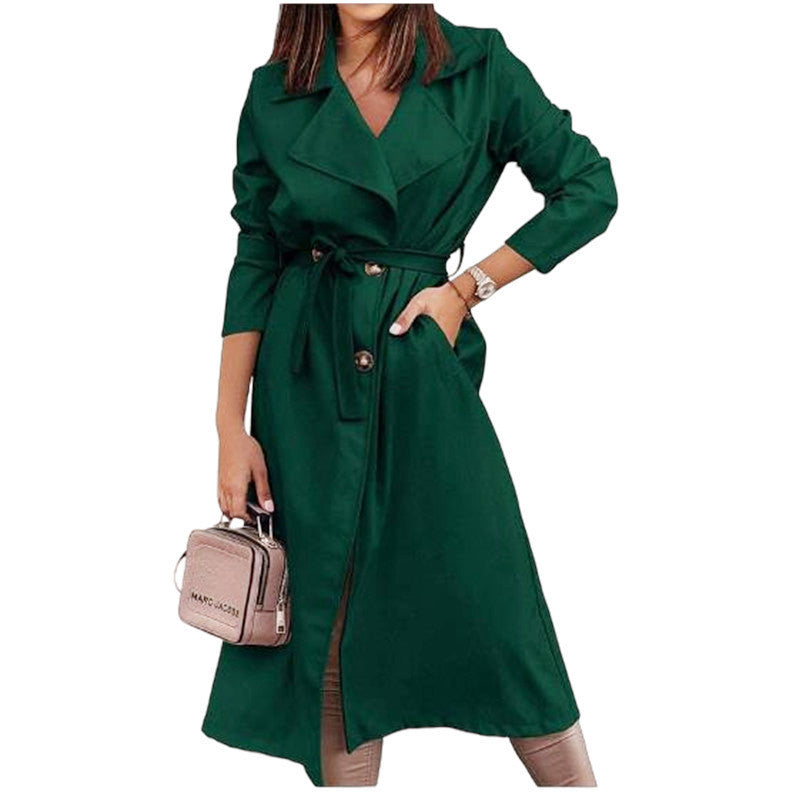 Streetwave Women's Elegant Trench Coat With Belt For Flattering Silhouette Lightweight Breathable Coat