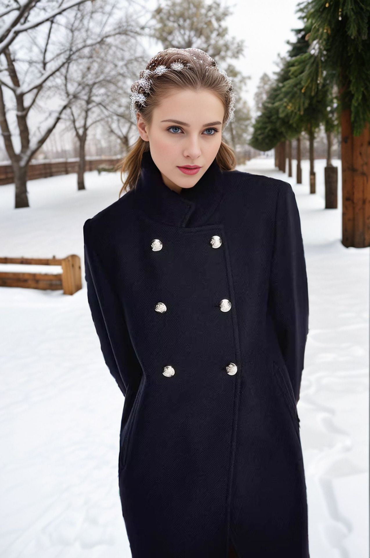 Womens Short Double Breasted Coat With Stand Collar Streetwave For Modern Fashion Lovers