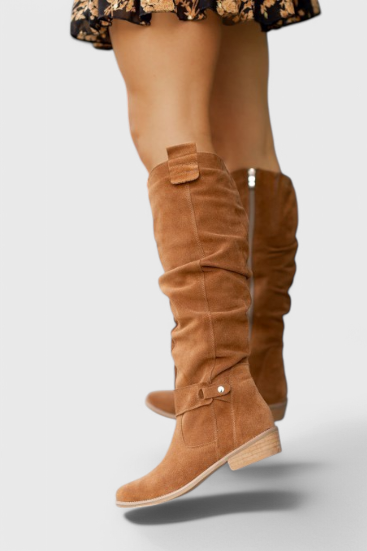 Women's Retro-Inspired High Boots with Classic Design and Sturdy Sole