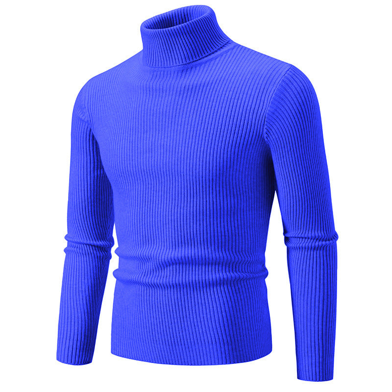 Street-Wave Men's Fine Ribbed Turtleneck Sweater Durable Knit for Warmth on Cool Days