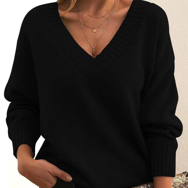 Street-Wave Avery V-Neck Sweater For Women Cozy Soft Knit Relaxed Fit