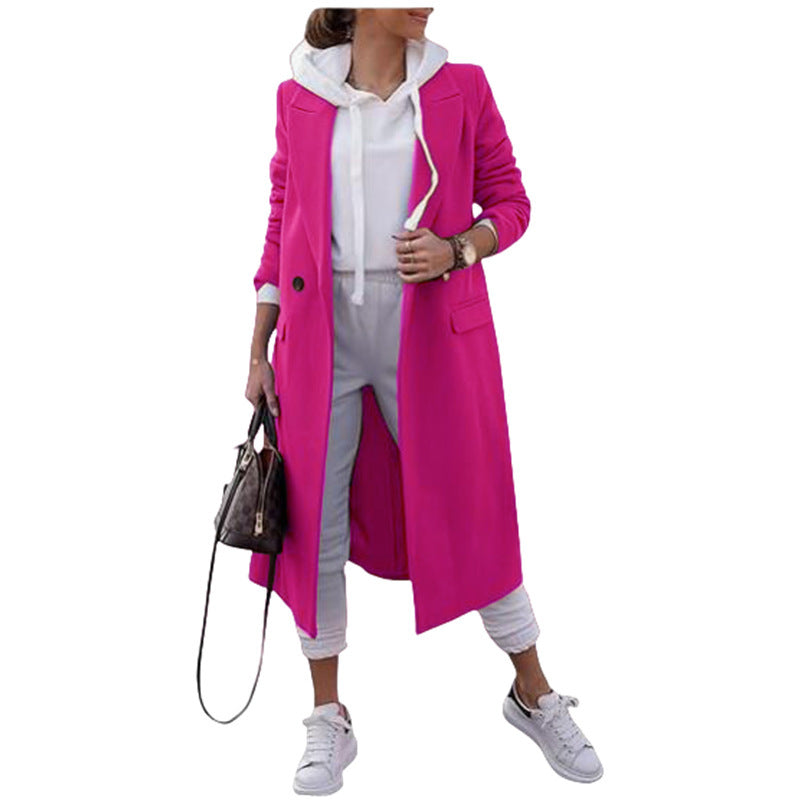Street-wave Oversized Women's Coat With Elegant Lapel And Practical Pockets Chic Winter Outfit