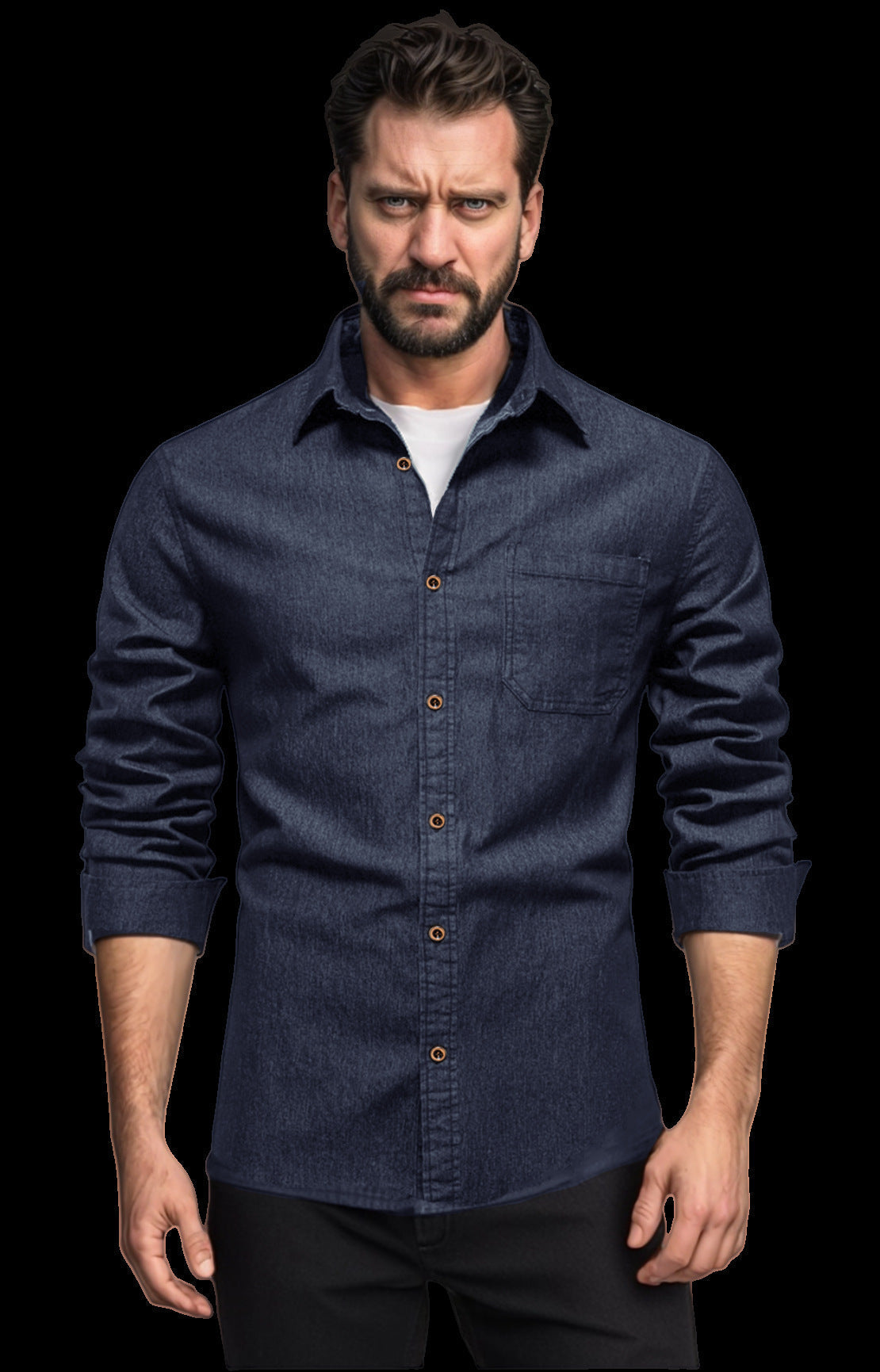 Street-wave Mens Denim Shirt Breathable Comfort Modern Fit For Everyday Style Versatile Wardrobe Essential