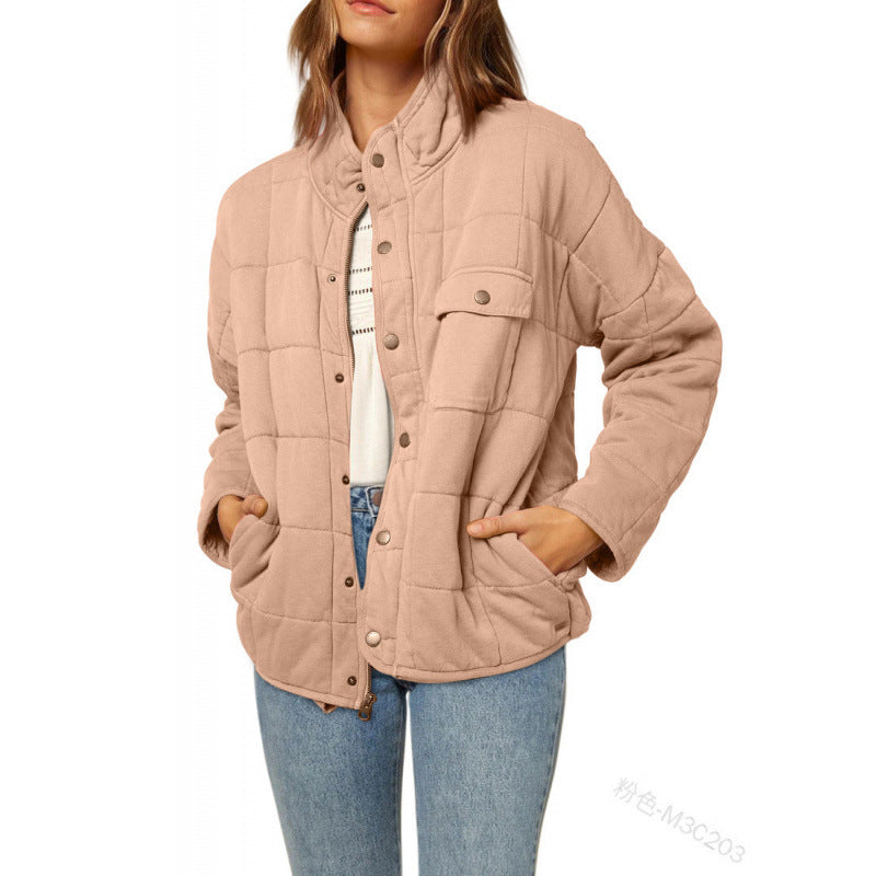 Womens Quilted Jacket Streetwave With Decorative Button Warm Cozy Outerwear For Everyday Comfort