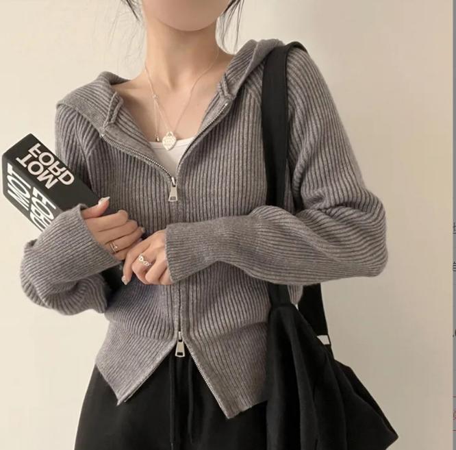 Streetwave Womens Hooded Zip Cardigan Cozy Knit For Casual Everyday Wear Soft Warmth