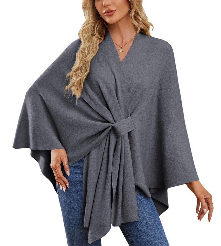 Street Wave Womens Elegant Wrap Sweater with Asymmetric Knot Tie Front For Everyday And Special Occasions