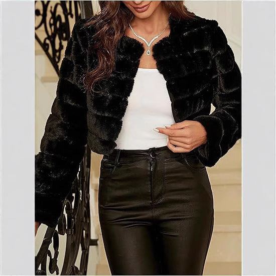 Streetwave Leopard Print Faux Fur Jacket For Women Cozy