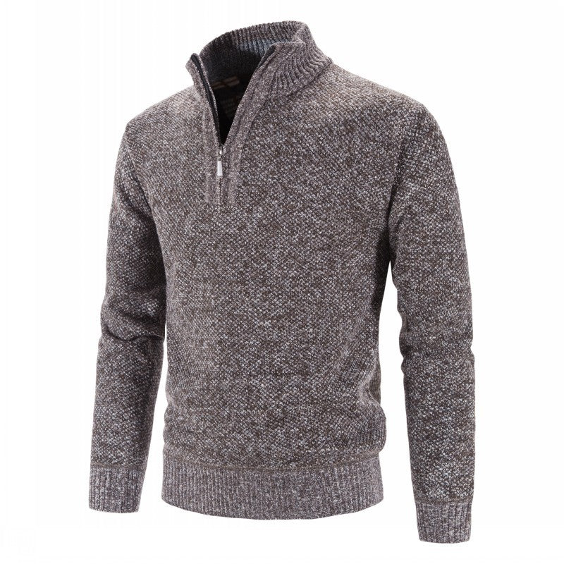 Men's Knit Sweater Half Zip With Textured Design Street Wave Cozy Winter Layer For Men