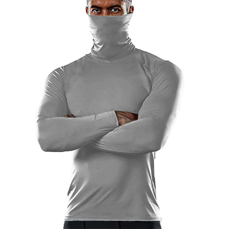 Street-wave Men's High-Collar Performance Shirt With Moisture-Wicking Tech For Athletes