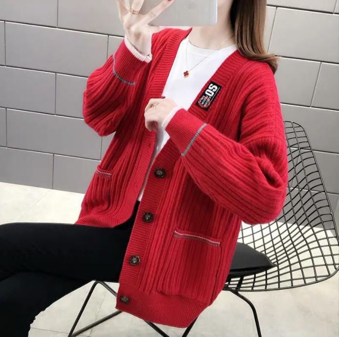 Street-wave Women's Cardigan With Structured Rib Knit And Practical Pockets For Cozy Everyday Style
