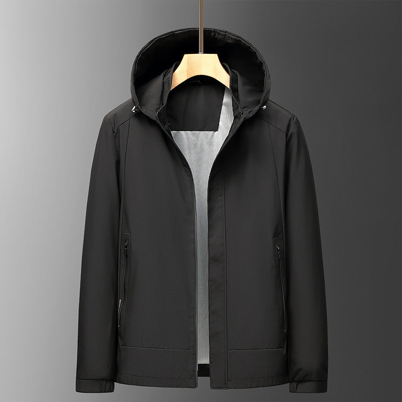 Nordisk Flair Mens Hooded Jacket Relaxed Fit Water Resistant With Zippered Pockets Banded Cuffs