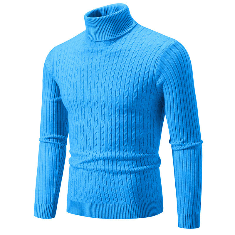 Street-Wave Mens Cable Knit Turtleneck Sweater With Premium Structured Cable Knit For Warm Winter Days