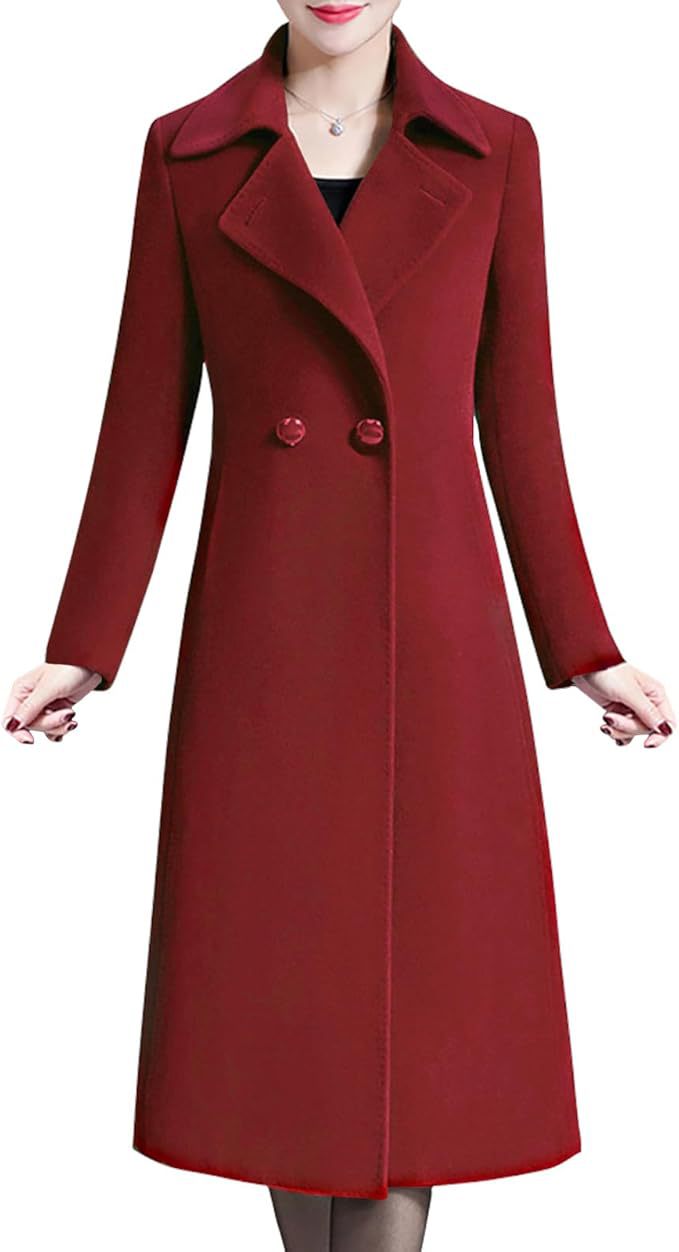 Street Wave Elegant Long Coat For Women Chic Office Ready Outerwear Navy Blue Luxury