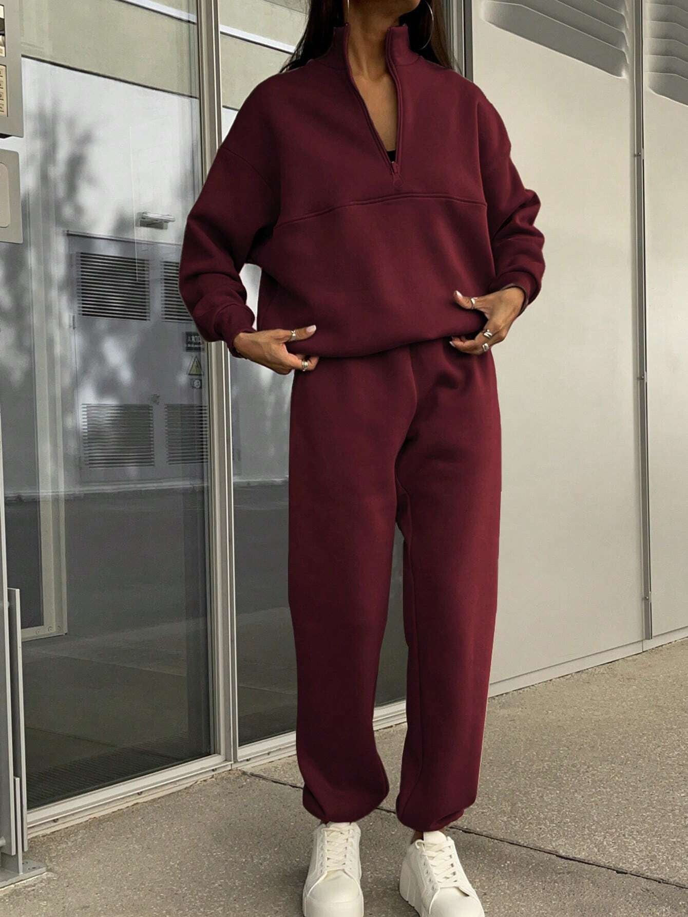 Street-wave Women Sporty Leisure Set With High Collar Zip Front Breathable Comfort