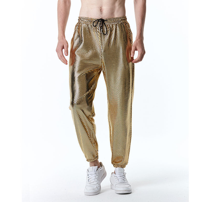 Streetwave Futuristic Mesh Pants For Men Metallic Look Breathable Streetwear Style Trendsetter