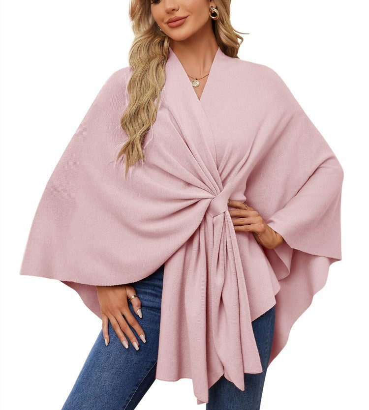 Street Wave Womens Elegant Wrap Sweater with Asymmetric Knot Tie Front For Everyday And Special Occasions