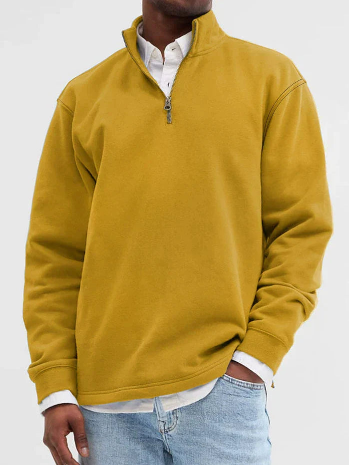 Street-Wave Mens Cotton Blend Sweatshirt Stand Collar Zip