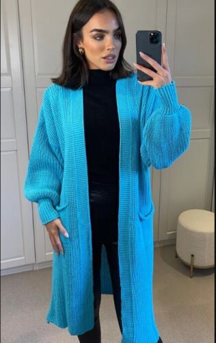 Street-wave Women’s Long Knit Cardigan With Chunky Knit Texture And Practical Pockets