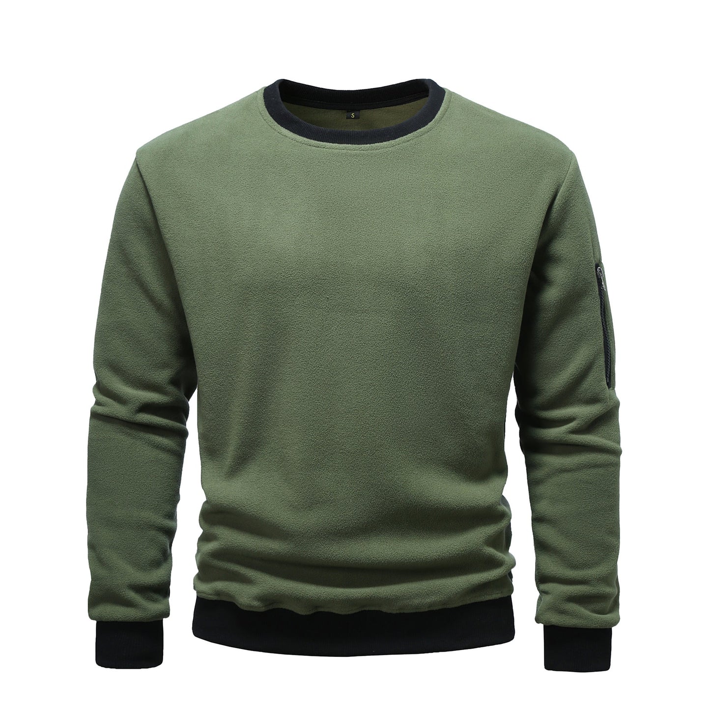 Street-wave Men's Cozy Fleece Pullover With Zipper Pocket For Everyday Comfort And Warmth