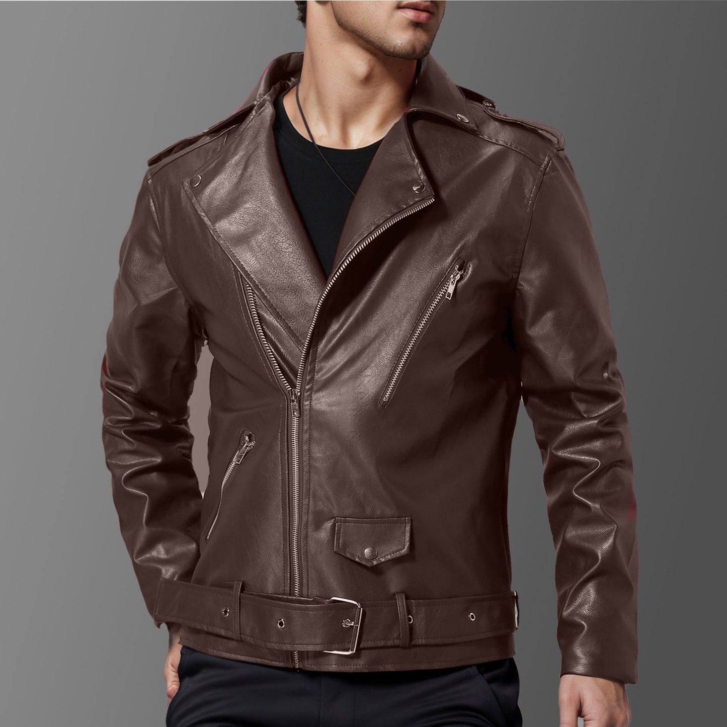 Mens Leather Biker Jacket Street-wave Premium Real Leather For Men Rugged Style And Protection