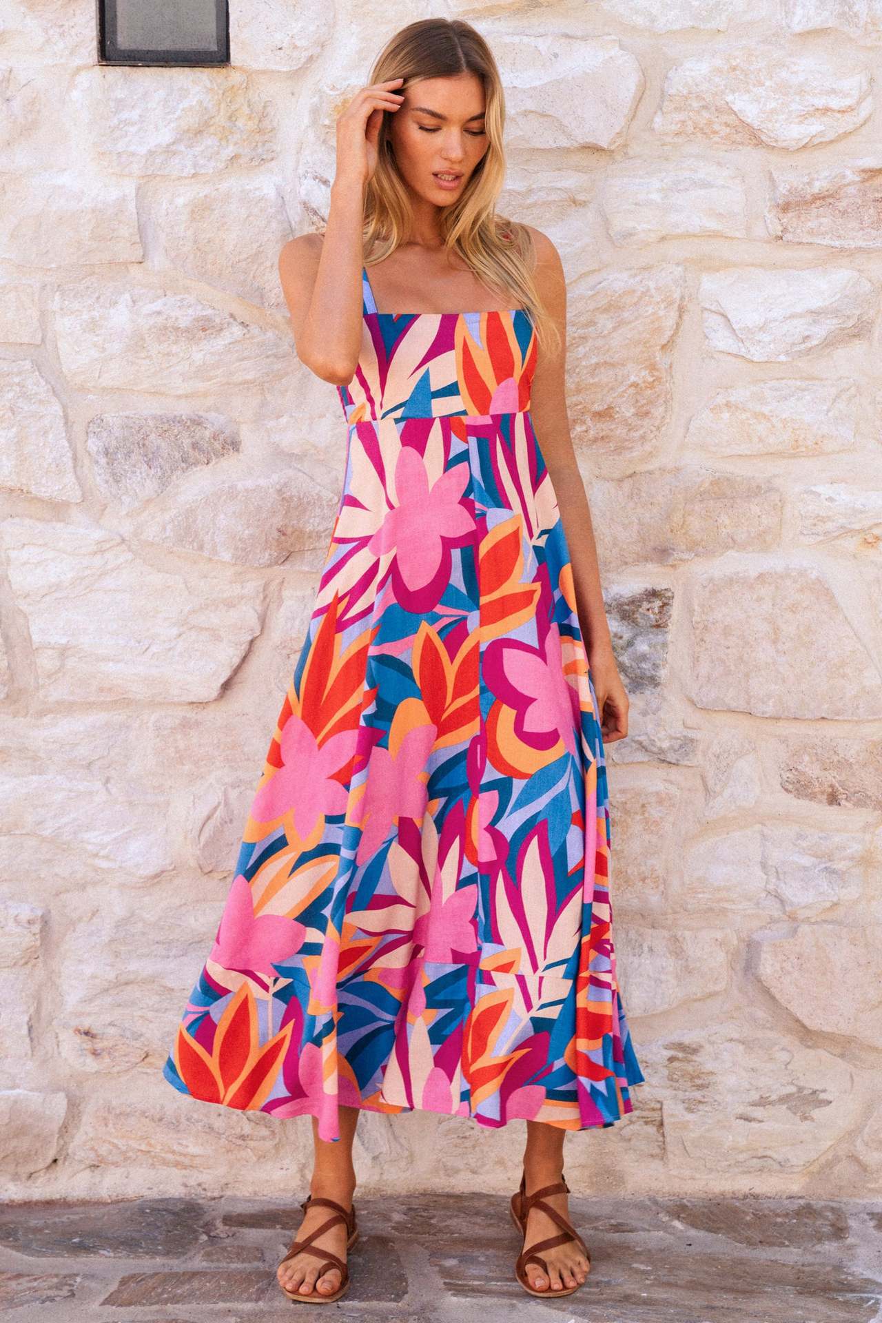 Streetwave Floral Maxi Dress For Women With Adjustable Spaghetti Straps Breathable Summer Comfort