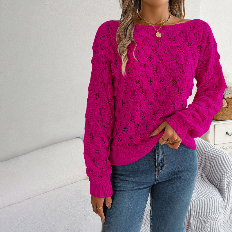 Street-Wave Women Lightweight Knit Pullover With Fine Detail Pattern For Spring And Autumn