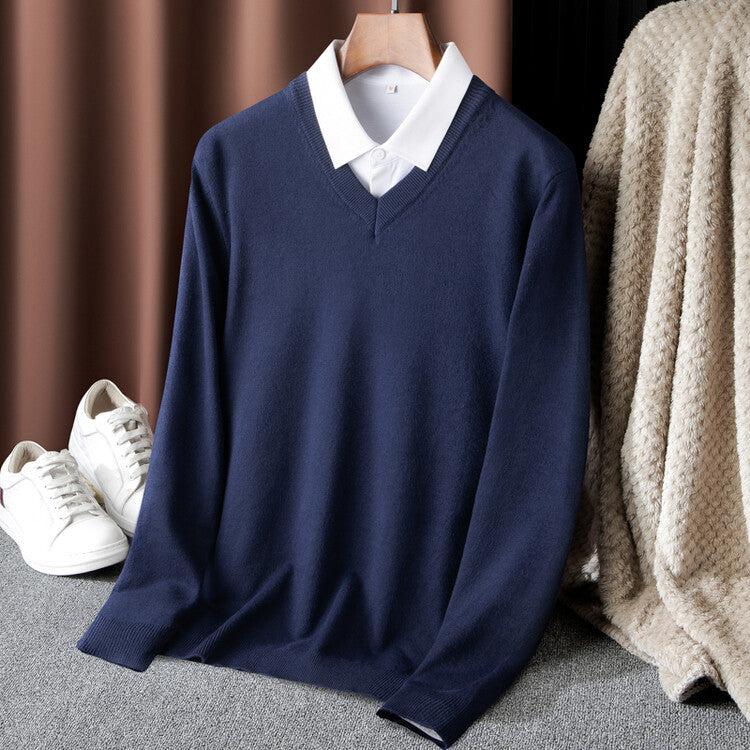 Street-wave Men's V-Neck Sweater Breathable Cotton Comfort For Modern Men Versatile Everyday Essential