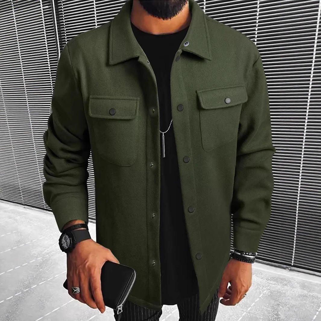 Men's Wool Blend Shirt Jacket Street-Wave Timeless Transitional Outerwear For Modern Men