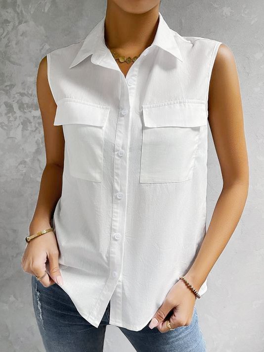 Sleeveless Blouse Shirt Street-Wave For Women Breathable Fabric Versatile Office And Casual Top