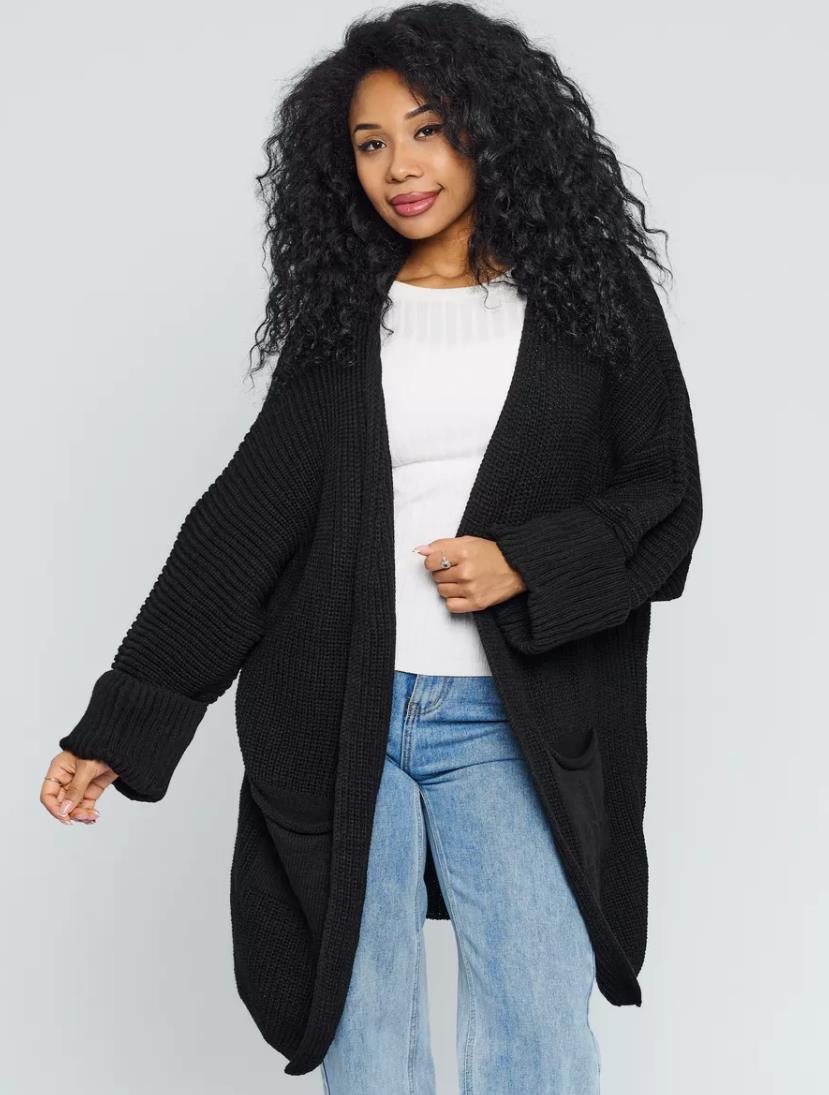 Streetwave Cozy Womens Knit Vest With Pockets Oversized Warm Cardigan For Daily Wear