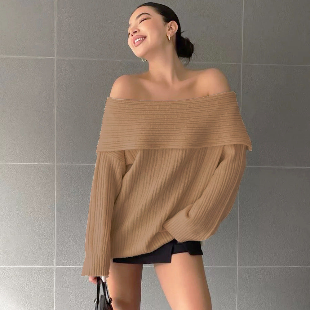 Streetwave Women Oversized Knit Pullover Off Shoulder Cozy Fashion Knitwear For Everyday Wear