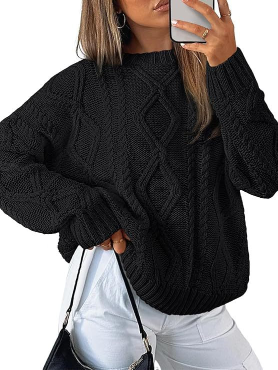 Streetwave Womens Relaxed Cable Knit Sweater Soft Cotton Blend Cozy Warmth For Cold Weather