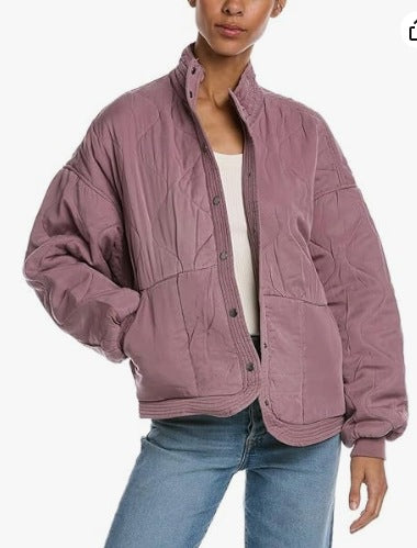 Street-wave Womens Quilted Jacket With High Collar For Fashionable Urban Women Everyday Comfort