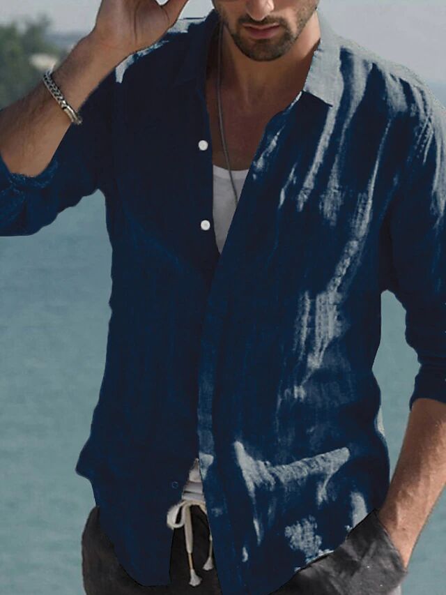 Street-wave Men's Linen Shirt Breathable Lightweight Relaxed Fit For Summer Casuals