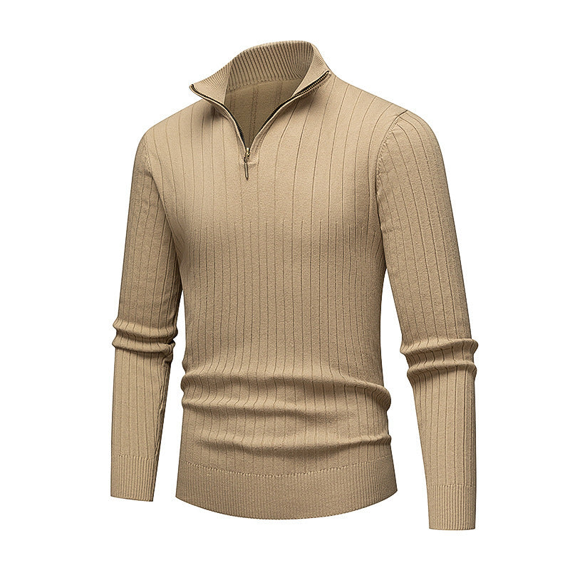 Street-wave Mens Premium Knit Pullover Stand Collar Zipper