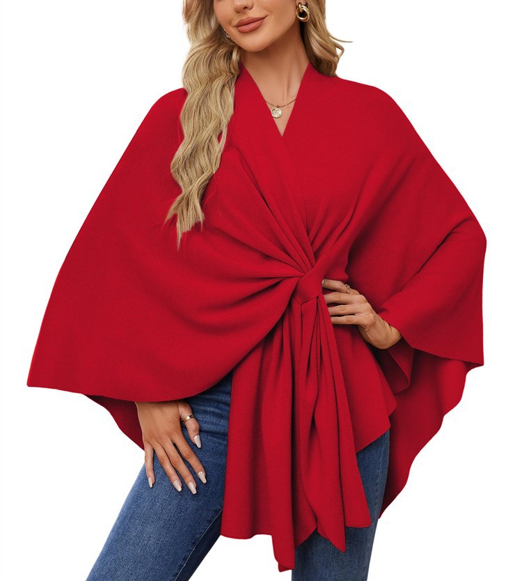 Street Wave Womens Elegant Wrap Sweater with Asymmetric Knot Tie Front For Everyday And Special Occasions