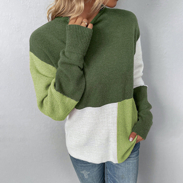 Street Wave Color Block Acrylic Sweater For Women Premium Cozy Comfort Everyday Wear