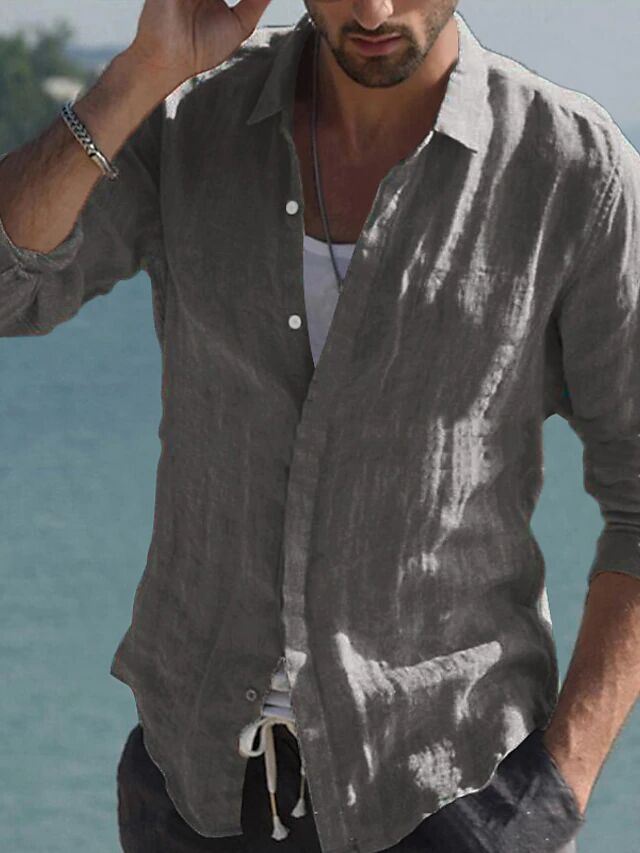 Street-wave Men's Linen Shirt Breathable Lightweight Relaxed Fit For Summer Casuals