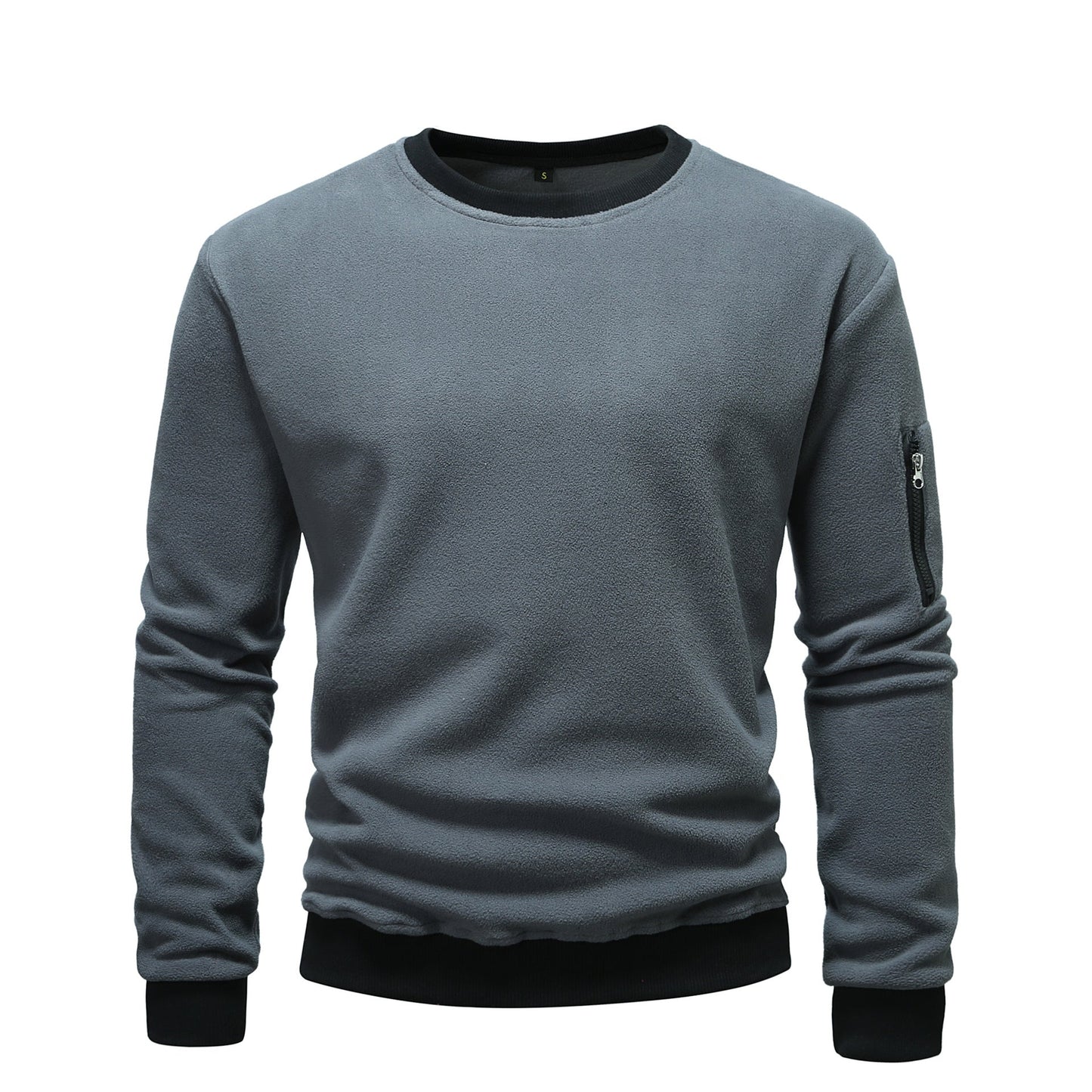 Street-wave Men's Cozy Fleece Pullover With Zipper Pocket For Everyday Comfort And Warmth