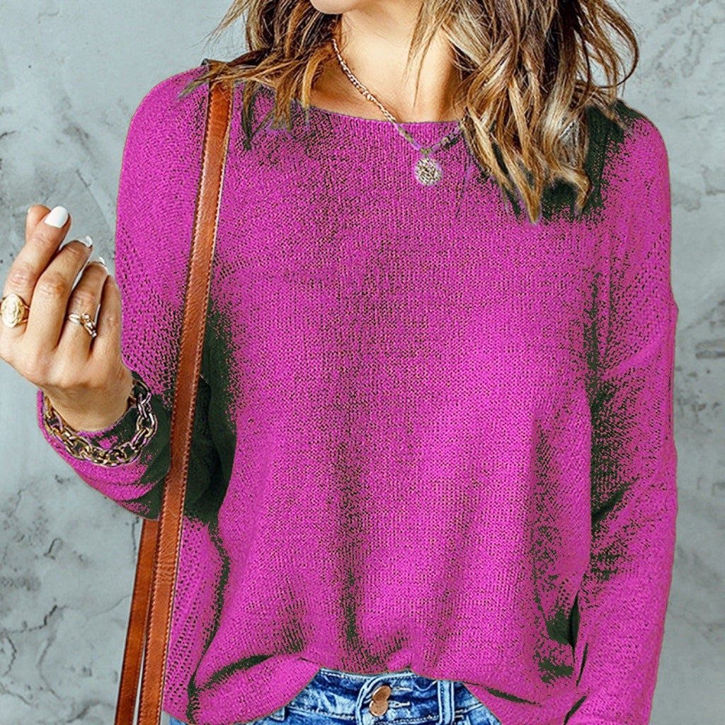 Street-wave Women's Loose Knit Sweater With Wide Fit And Decorative V Neck Soft Cotton Comfort
