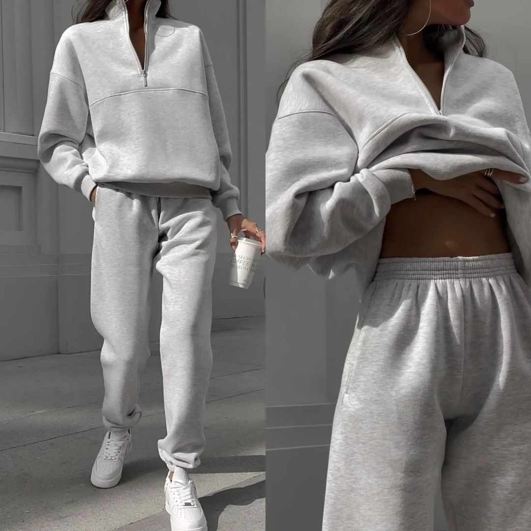 Street-Wave Womens Cozy Sweatshirt And Jogger Set For Comfortable Everyday Lounge Wear