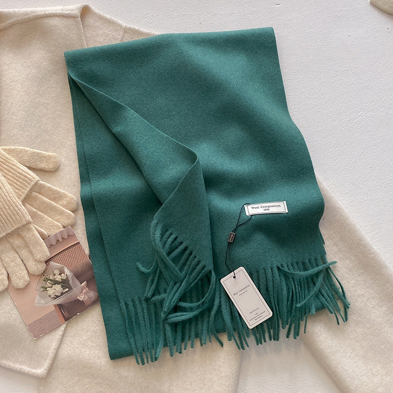 Women's Plain Tassel Scarf with Soft Fabric and Versatile Style