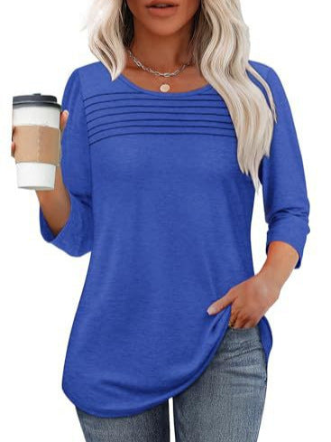 Street-wave Women Elegant Ruched Top Soft Knit Fit Versatile Day To Night For Work